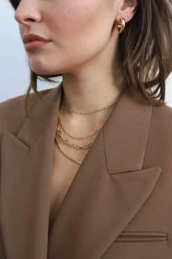 Machete Petite Oval Link Necklace In Gold Jewelry