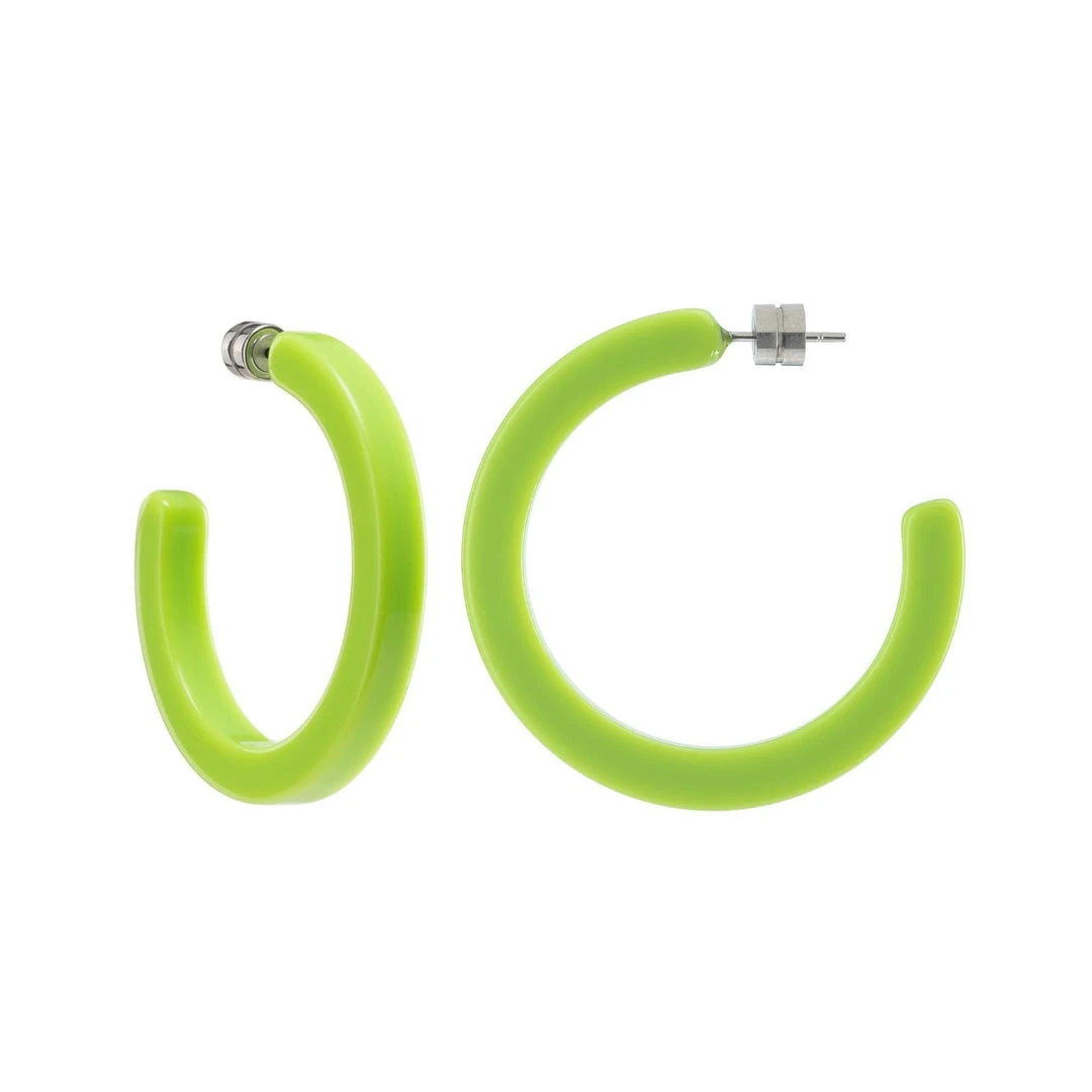 Machete Jewelry Midi Hoops In Neon Green 3 Machete Jewelry Midi Hoops In Neon Green