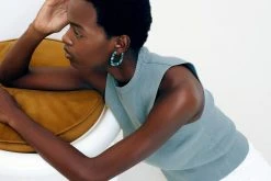 Machete Jewelry Midi Square Hoops In Glitter