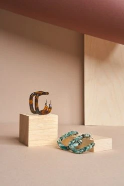 Machete Jewelry Midi Square Hoops In Glitter