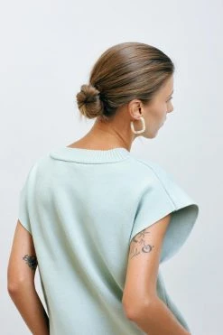 Machete Midi Square Hoops In Neon Pink Jewelry