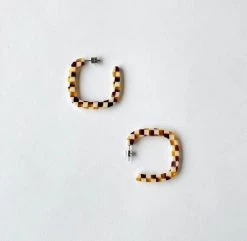 Machete Midi Square Hoops In Tortoise Checker